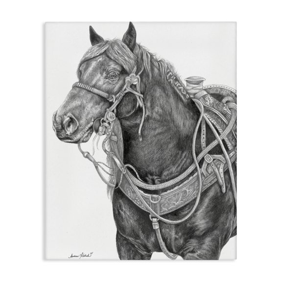 Stupell Industries Southwestern Riding Horse Portrait Minimal Elegant Pencil Mark Pattern Canvas Art, 16 x 20, by Andrea Kochish