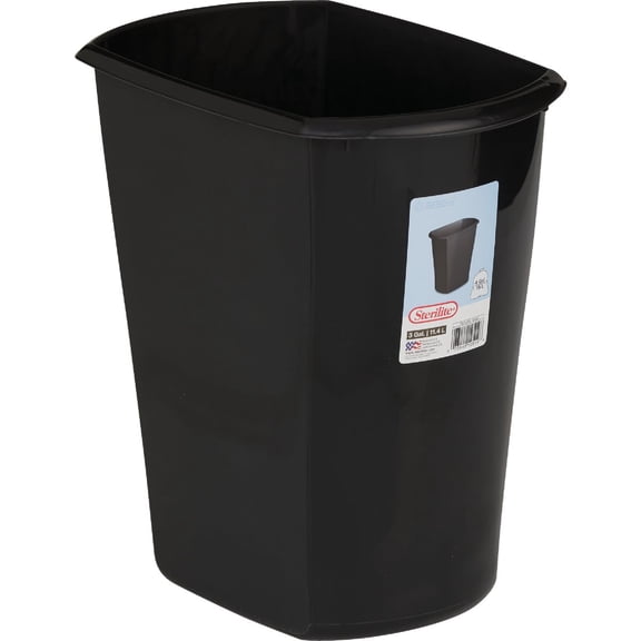 Sterilite 3 Gal. Rectangular Wastebasket Plastic,Black