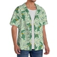 thumbnail image 2 of Sikiie Cute Dinosaurs in Space Men's Wrinkle Free Untucked Cuban Shirt Business Casual Button Down Shirts Short Sleeve Shirt3X-Large, 2 of 5