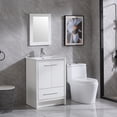 thumbnail image 2 of Wonline 24inch White Bathroom Vanity with Sink Stand Floor Cabinet White Ceramic Sink with Mirror Faucet, 2 of 9
