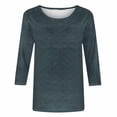 thumbnail image 4 of Htigea Women's 3/4 Length Sleeve Shirts Casual Crew Neck Pullover Tee Eyelet Tops Solid Color Summer T-Shirt Gray,2XL, 4 of 5