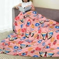 thumbnail image 3 of LNWH Butterfly Botanical Flowers Pattern Throw Blanket, Flannel Sofa Blankets for All Seasons, 40"x30", 3 of 8