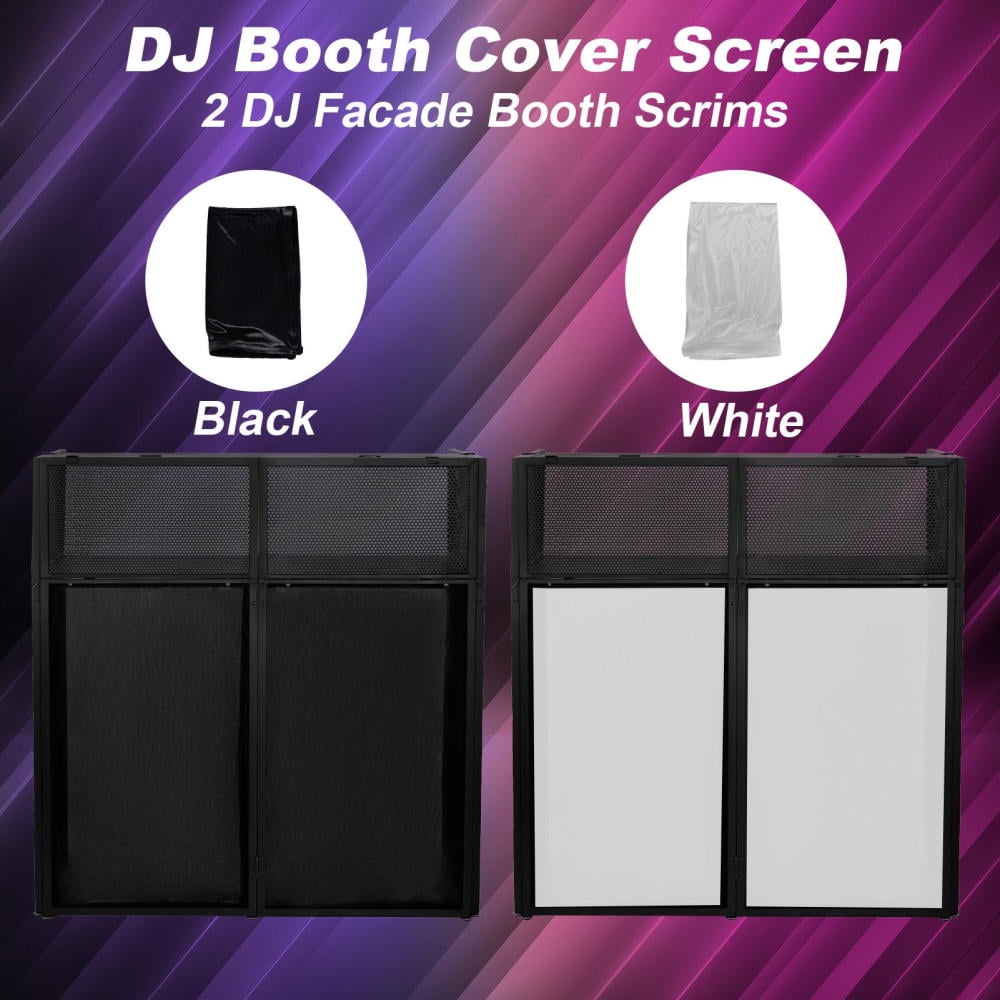 Portable DJ Facade Booth DJ Table Stand Booth With White & Black Scrim for Party