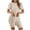 Beige, variant on FAIWAD Sets for Women Clothing 2 Piece Ribbed Knit Matching Outfits Short Sleeve T-shirt and Shorts Lounge Tracksuit