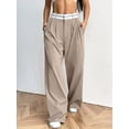 thumbnail image 2 of Spring and Autumn Women'S Wide-Leg Pants High Waist Business Casual Work Pants Khaki XL, 2 of 7