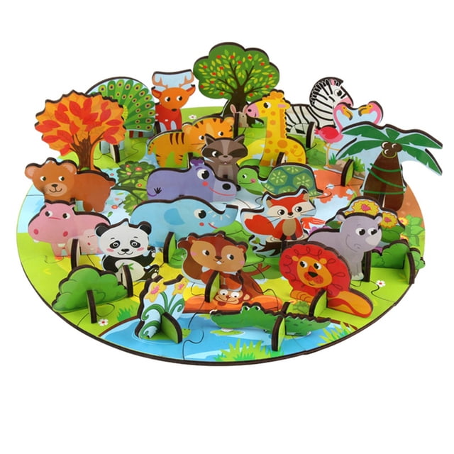 Kids Puzzle Toy Kit Wooden Cartoon Creative Jigsaw Puzzle Toy Educational Toy