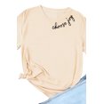 thumbnail image 3 of ABPHQTO Camiseta caqui de manga corta con cuello redondo Choose Joy para mujer, 3 of 5