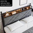 thumbnail image 3 of Modern Metal Canopy Bed Frame with Linen Storage Headboard, USB Ports and Outlets, Noise Free Design, Strong Support, Easy Assembly, No Box Spring Needed, 3 of 8