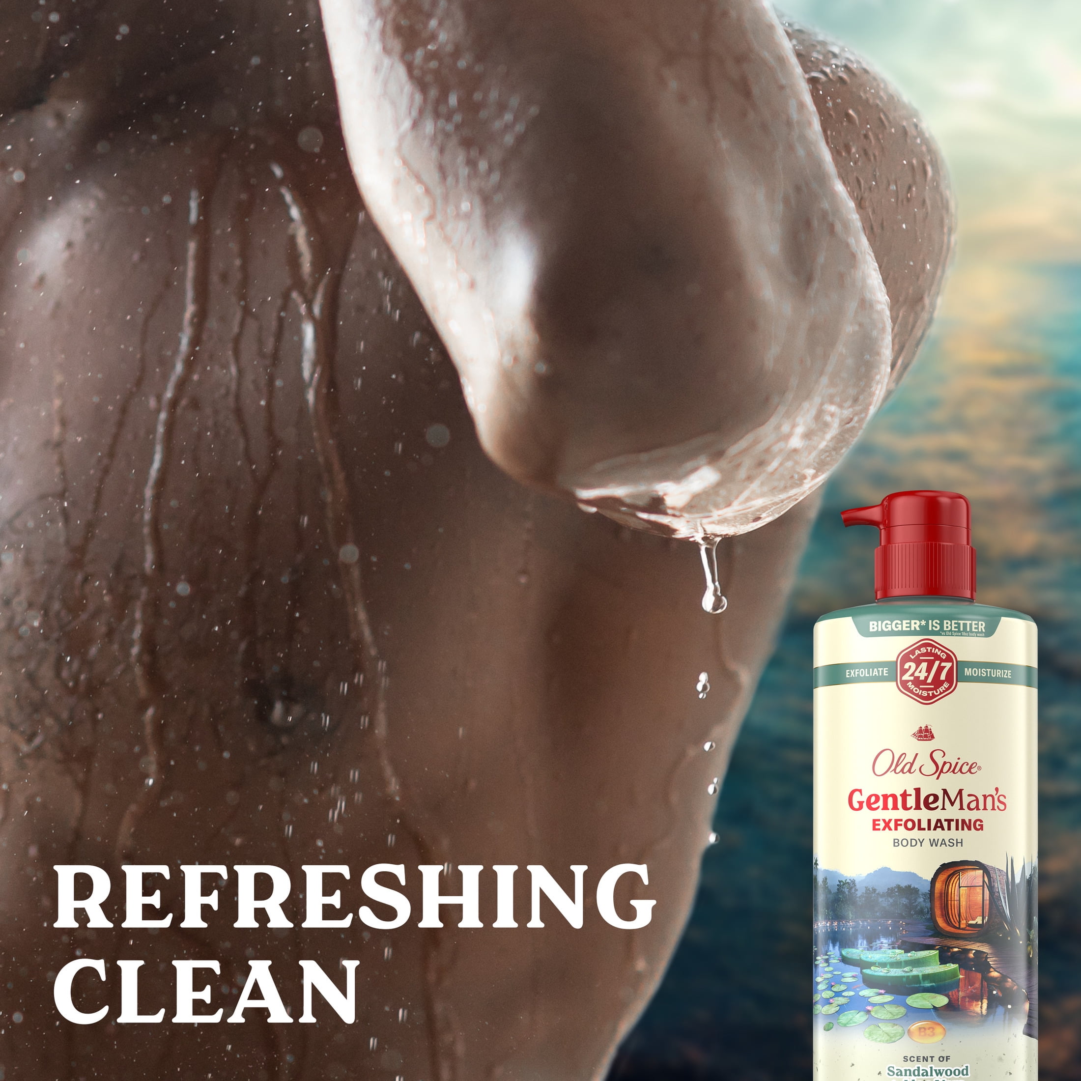 (3 pack) Old Spice Men's Body Wash for Men, Sandalwood and Aloe Vera, 24/7 Shower Fresh, 18 oz, Exfoliation + Moisturization, 26oz