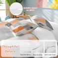 thumbnail image 2 of 3 Piece Modern Orange Beige Grey Duvet Cover Set Queen Size,Microfiber Comforter/Quilt Cover with Corner Ties and 2 Pillowcases,Abstract Geometric Oil Painting All Season Bedding with Zipper Closure, 2 of 8