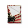 thumbnail image 2 of Cars Soft Flannel Fleece Blanket, Retro Poster Design Nostalgic Black Car Automotive Industry Old Fashioned Grunge, Cozy Plush for Indoor and Outdoor Use, 50" x 60", Beige Ruby Black, by Ambesonne, 2 of 6