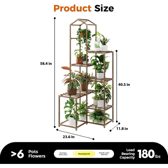 Tall Corner Plant Stands with Grow Lights Indoor Outdoor Plant Shelves for Multiple Plants Display Haning Planter Living Room Pation Garden Decor