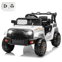 Zimtown Ride On Car Truck, 12V Battery Electric Kids Toy with Remote Control, LED Lights and Realistic Horns, White