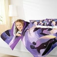 thumbnail image 4 of Manfei Teens Antarctic Penguin Full Size Comforter Sets, Dreamy Cute Animal Bedding Comforter Set, Purple Cartoon Style Reversible Bedding Sets, Super Cozy Room Decor, 3-Piece, 4 of 8