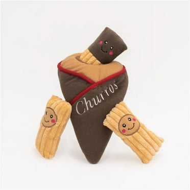 ZippyPaws 817059 Burrow Interactive Churros with 3 Squeaker Dog Toy - Medium