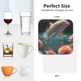 thumbnail image 4 of KLL Drink Coasters Set Square of 4,PU Leather Absorbent Coasters Set Decorative Coffee Cup Coasters Housewarming Gift for Home Decor-Flower White Dolphin, 4 of 5