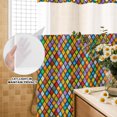 thumbnail image 2 of No Hook Shower Curtain, Colorful Rhombic Shower Curtains for Bathroom with See Through Top Window, Abstract Geometric Art Vintage Rustic Waterproof & Washable Bath Curtain 66"x72", 2 of 5