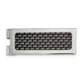 thumbnail image 1 of Stainless Steel Polished with Black Carbon Fiber Inlay Money Clip, 1 of 3