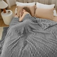 thumbnail image 6 of Throw Blanket, Extra Soft Blanket with Strip, Plush Fuzzy Cozy Bed Blankets and Throws for Couch,Bed,Sofa,Lightweight and Versatile Throws for Office Bedroom Picnic Home Decor,50x60" Gray, 6 of 7