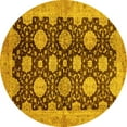 thumbnail image 1 of Ahgly Company Indoor Round Oriental Yellow Traditional Area Rugs, 6' Round, 1 of 4