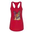 thumbnail image 2 of Wild Bobby Dean Russo Colorful Cat Abyssinian Cat Lover Women Racerback Tank Top, Red, X-Large, 2 of 5