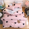 thumbnail image 3 of Blush Pink Love Heart Print Duvet Cover Twin Black and Dusty Rose Bedding Set Reversible Blue White Striped Microfiber Comforter Cover, 3 of 6