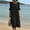 Black women's boho midi dress a1, variant on Women's Casual Boho Midi Dress Round Neck Bell Sleeve Flowy Loose Solid Summer Beach Vacation Sundress Fashion Outfits, Light Blue M