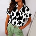 thumbnail image 4 of ALLLIST Tops for Women Black Collared Button Down Shirts Casual Leopard Print Short Sleeve Shirts Tops for Ladies, 4 of 6