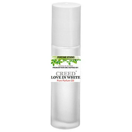 Metal Perfume Bottle - Perfume Studio Premium Parfum Oil Similar to Creed Love in White*, 100% Pure Oil, Alcohol Free, 10ml Frosted White Glass Roller Bottle with Metal Ball and White Cap (Perfume Studio Oil Blend CF-110)