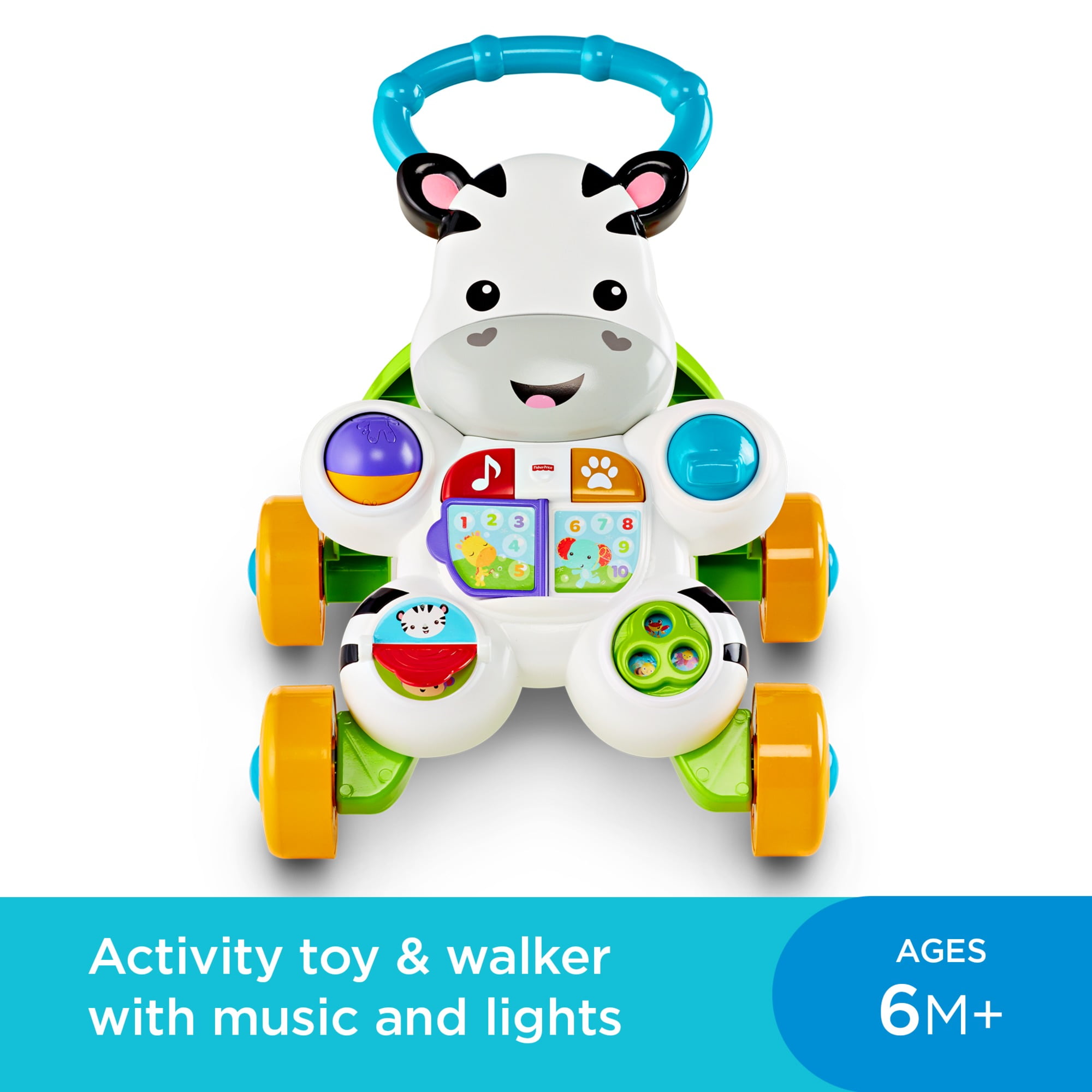 Fisher-Price Baby Walker with Lights Music and Activities, Learn with Me Zebra Walker