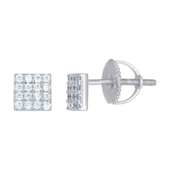 925 Sterling Silver Mens Cubic Zirconia Square Stud Earrings 4.5mm Wide Earring for Men - 1.0 Grams