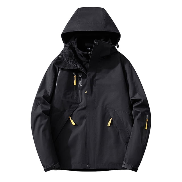 Fankiway Veste Chaude Extérieure Coupe-Vent Deux Pièces pour Femmes Noir 2TG
