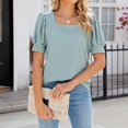 thumbnail image 7 of Women's New Spring And Summer Round Neck Shirt Popular Button Decoration Short Sleeved T Top Casual T Shirt for Women Womens T Shirts Casual Short Sleeve Tee Shirt Women Womens Athletic Shirts Short, 7 of 7