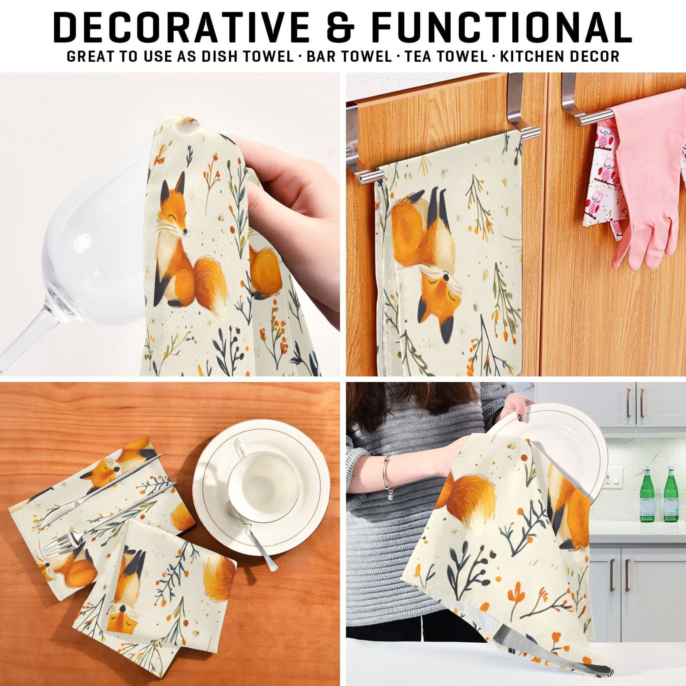 Kitchen Towel 28x18 Inches x6，Plate Towel, Decorative Towel, Napkin, Tea Towel Tea Towels For Kitchen Dish Cloths & Dish Towels Cute Fox