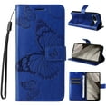 thumbnail image 1 of SaniMore for Google Pixel 7A Case, 3D Butterfly Embossed Magnetic Wallet Case for Girls Women, PU Leather TPU Interior Flip Kickstand Card Holder + Wrist Strap for Google Pixel 7A, Blue, 1 of 6
