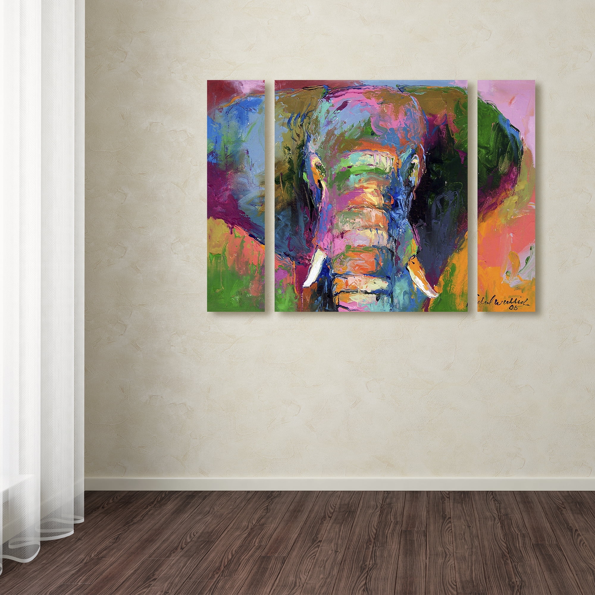 Richard Wallich 'Elephant 2' Multi Panel Art Set Large