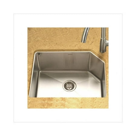 Bundle-78 Houzer Homestead Undermount Offset Left Single Bowl Kitchen Sink in Brushed Satin (2 Pieces)