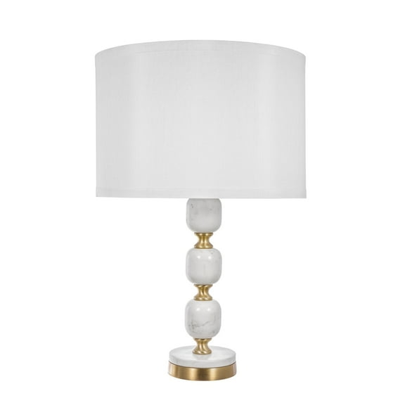 A&B Home Marble Table Lamp with Collapsible Drum Shade - 15"Dia. x 26.5"H - Gold/Natural/White
