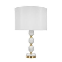 A&B Home Marble Table Lamp with Collapsible Drum Shade - 15"Dia. x 26.5"H - Gold/Natural/White