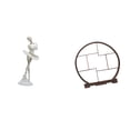 thumbnail image 1 of Figura de bailarina, estatua de niña de ballet, adorno de escritorio, soporte de exhibición de artesanía de resina, soporte de madera para objetos col, 1 of 8