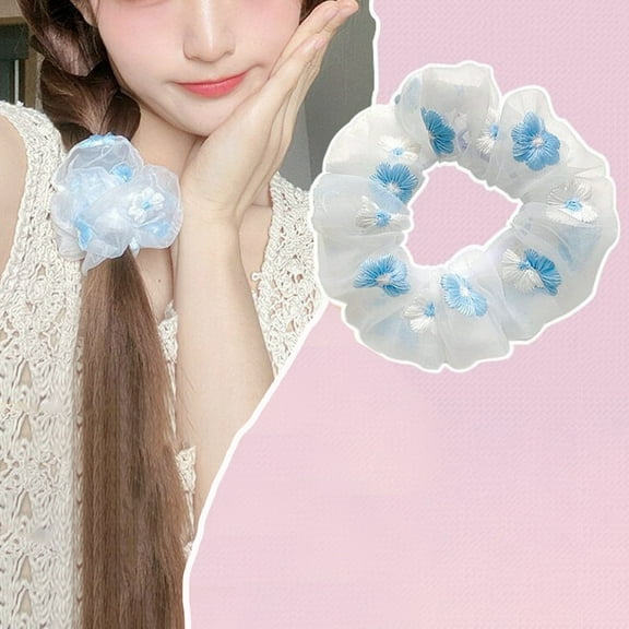 SPRING PARK Hair Ties Embroidery Flower Elastic Hair Rope Ties Hair For Women Ring