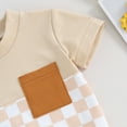 thumbnail image 5 of Bagilaanoe 2pcs Toddler Baby Boy Shorts Set Short Sleeve Checkerboard Print T Shirt Tops + Shorts 6M 12M 18M 24M 3T Kids Casual Summer Clothes, 5 of 7