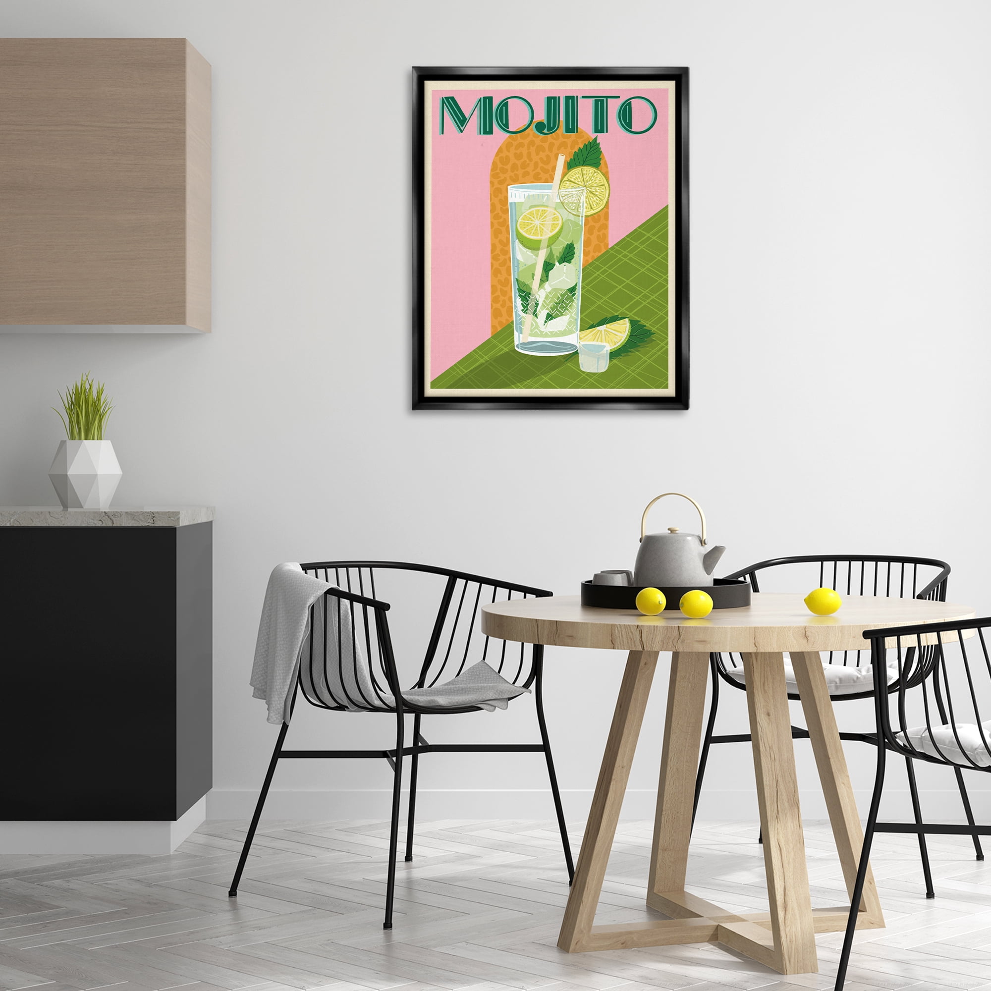 Stupell Industries Classic Retro Mojito Food & Beverage Painting Black Floater Framed Canvas Art Print Wall Art, 25 x 31