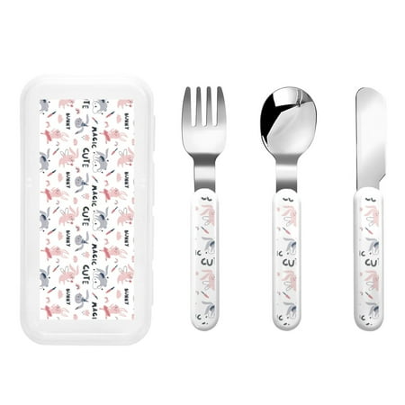 

Rateoe Cute Magic Bunny for Stainless Steel Kids Silverware Set - Child and Toddler Safe Flatware - Children s Knife Fork And Spoon Set