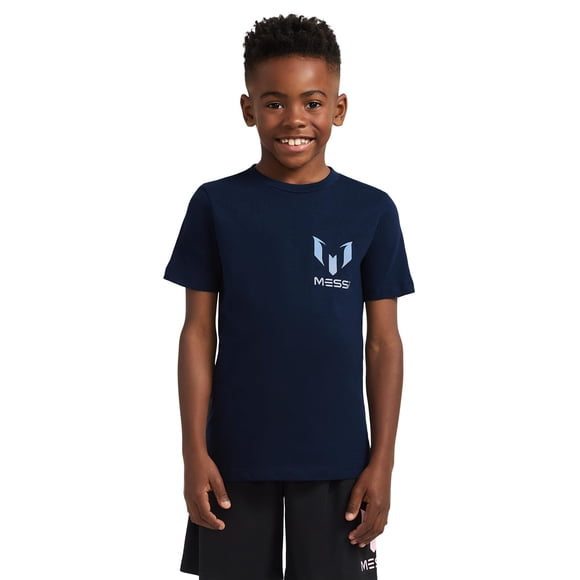 Camiseta slim fit de manga corta para niño Messi color azul oscuro