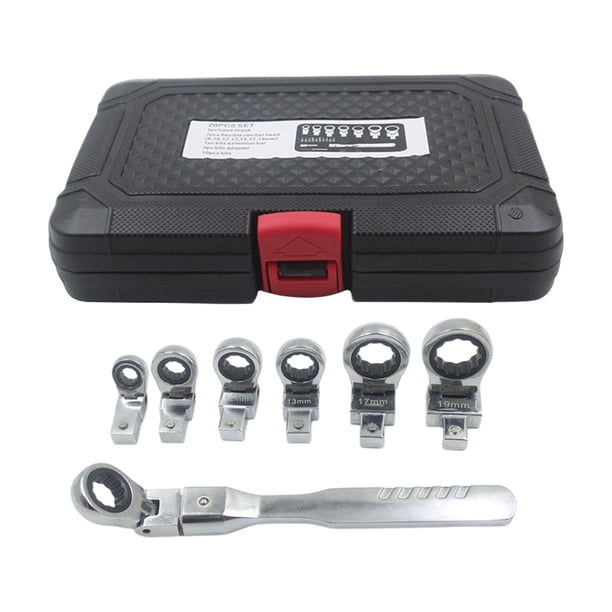 Scienceny Juego de llaves de trinquete, llaves combinadas de cabeza ajustable portátil, herramienta manual de reparación de bicicletas para taller de Herramientas de reparación de automóviles Scienceny VI014501-00B
