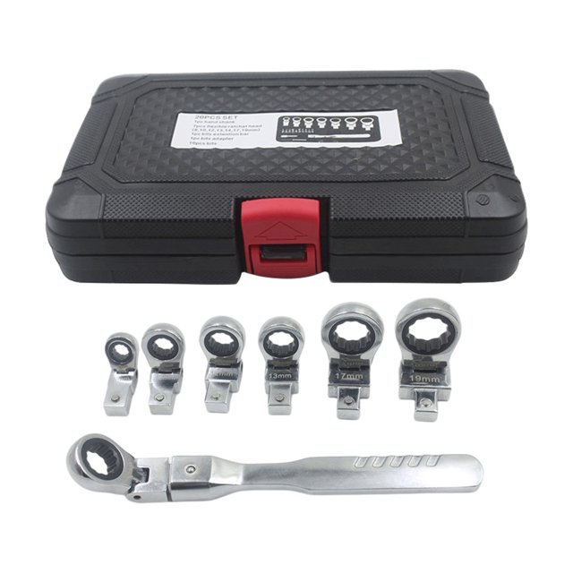 Scienceny Juego de llaves de trinquete, llaves combinadas de cabeza ajustable portátil, herramienta manual de reparación de bicicletas para taller de Herramientas de reparación de automóviles Scienceny VI014501-00B