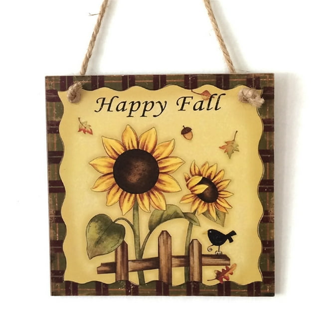 ICQOVD Fall Ornament Welcome Sign Decorative Vintage Wall Hanging Home Garden