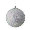 thumbnail image 2 of Northlight 4.5" Iridescent Bristled Christmas Ball Ornament - White/Green, 2 of 5