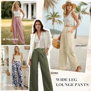 Womens Casual Wide Leg Pants High Waisted Button Down Straight Long Trousers Palazzo Pants